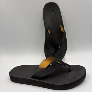 Teva Mush 1124044 Flip Flop‎ Thong Sandals Shoes Women Size 7 Black Arch Support